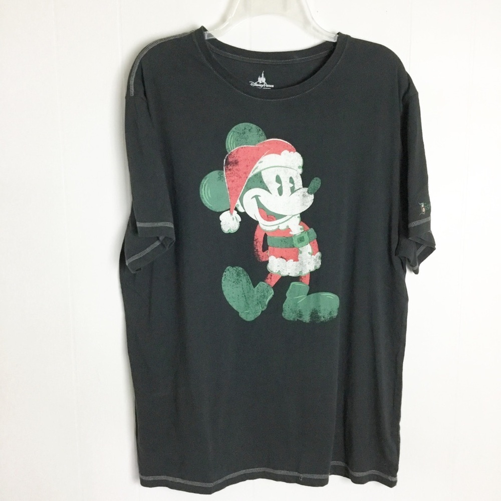 Disney Parks Walt Disney World Christmas Mickey Santa Black Tshirt Men’s Size L